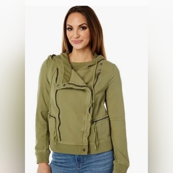 Free People Moto Stretch Olive jacket. Medium - Picture 1 of 7